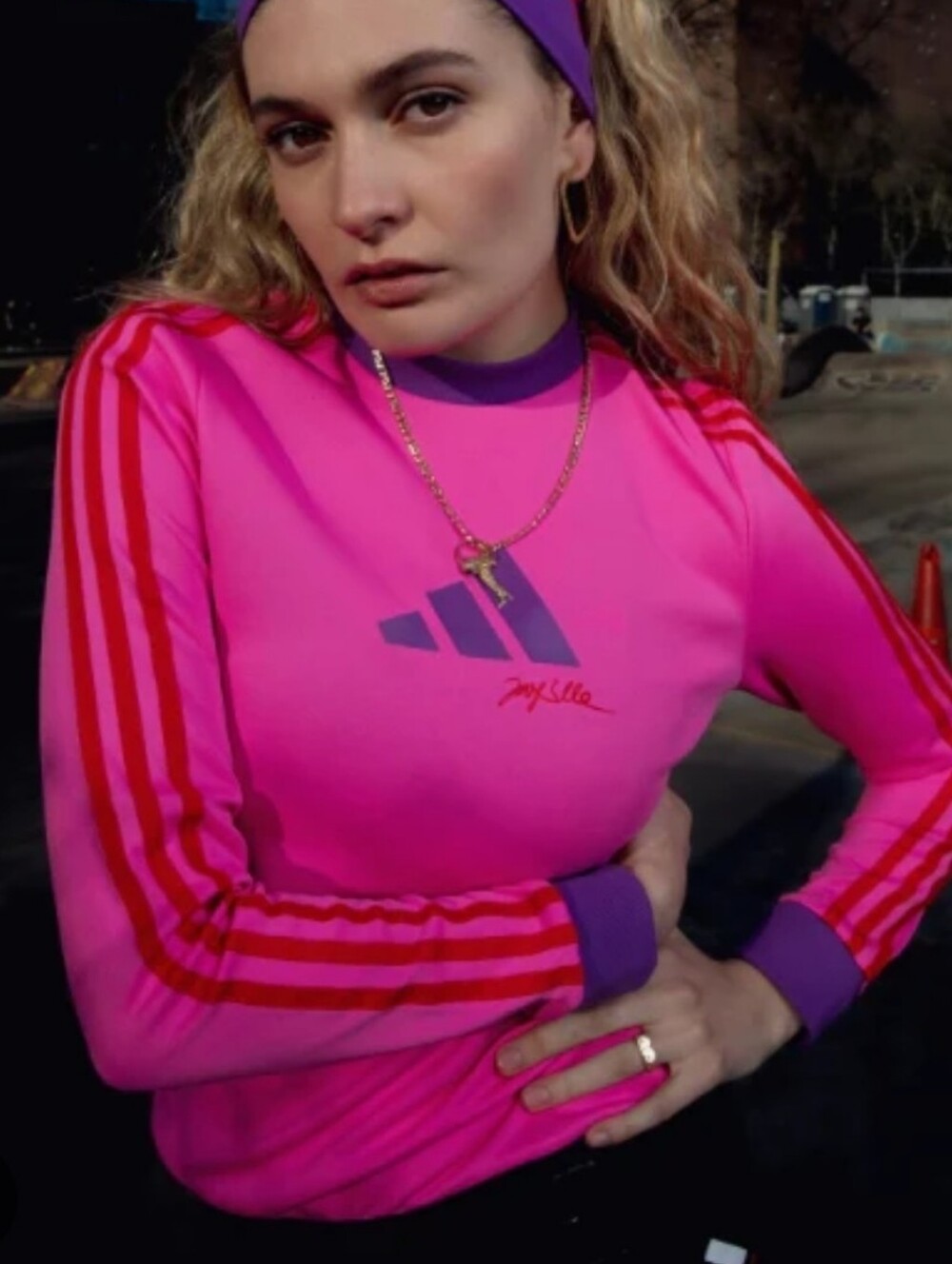 adidas Women's Pink and Purple Long Sleeve Top